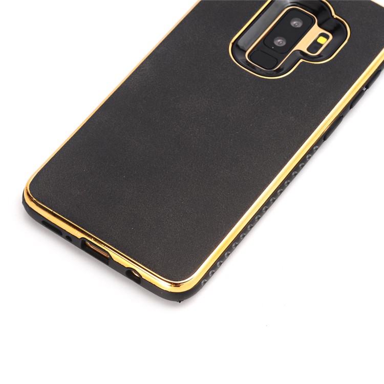 Crazy Horse Texture PU Leather Coated Plated TPU Case for Samsung Galaxy S9+ G965 - Black-4