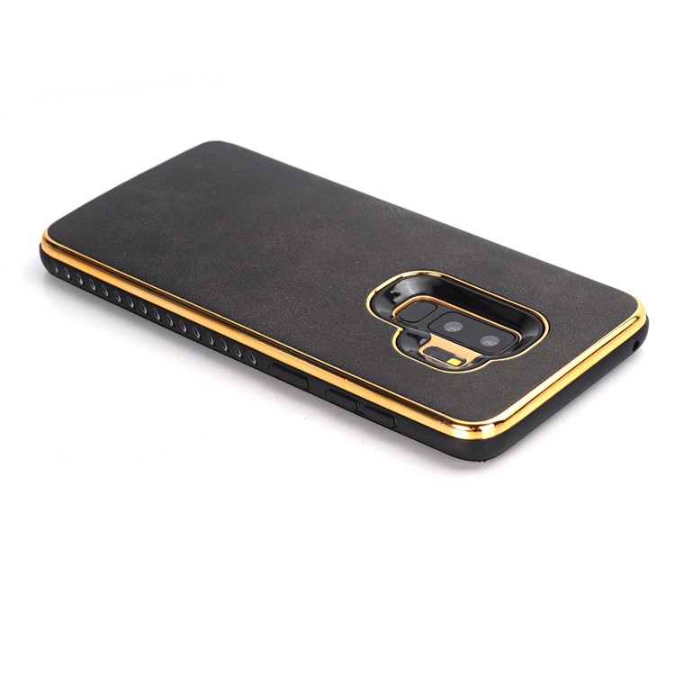 Crazy Horse Texture PU Leather Coated Plated TPU Case for Samsung Galaxy S9+ G965 - Black-5