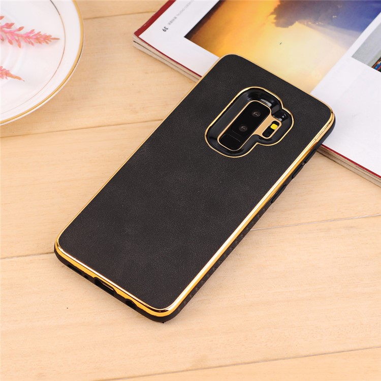 Crazy Horse Texture PU Leather Coated Plated TPU Case for Samsung Galaxy S9+ G965 - Black-7