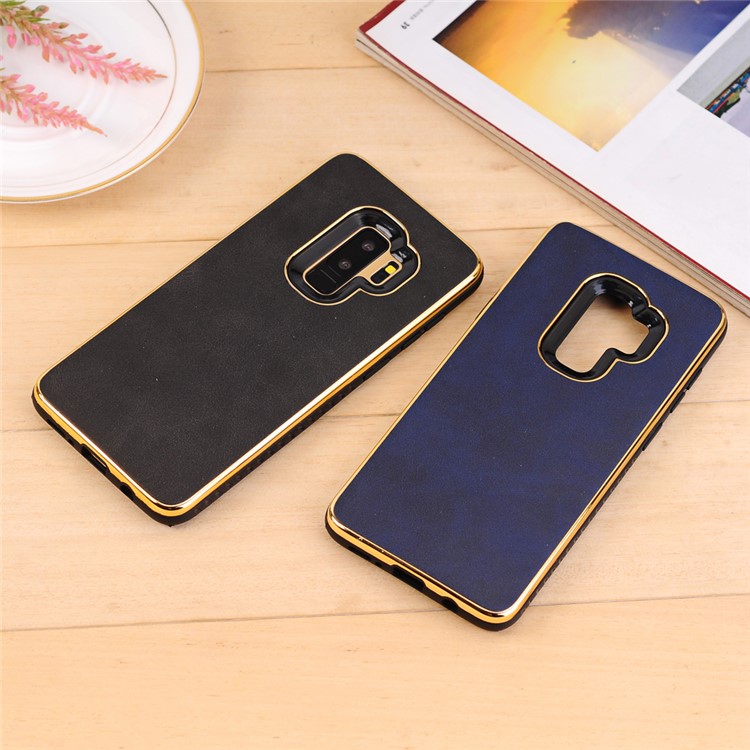 Crazy Horse Texture PU Leather Coated Plated TPU Case for Samsung Galaxy S9+ G965 - Black-8