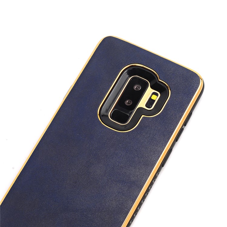 Crazy Horse Texture PU Leather Coated Plated TPU Phone Case for Samsung Galaxy S9+ G965 - Blue-2