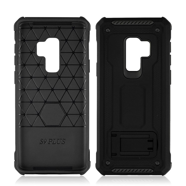 Rubberized Plastic + TPU Hybrid Case with Kickstand for Samsung Galaxy S9+ SM-G965 - Black-2