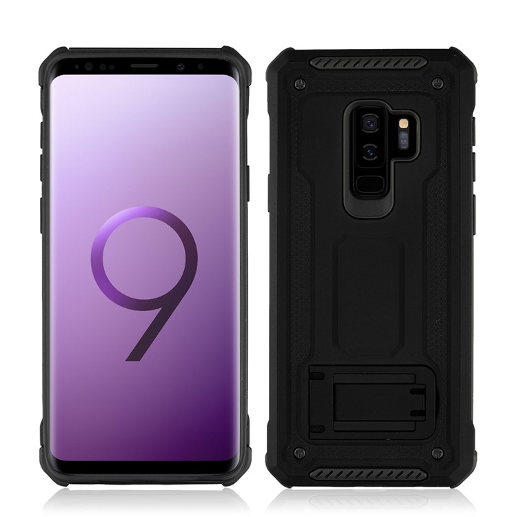 Rubberized Plastic + TPU Hybrid Case with Kickstand for Samsung Galaxy S9+ SM-G965 - Black-3