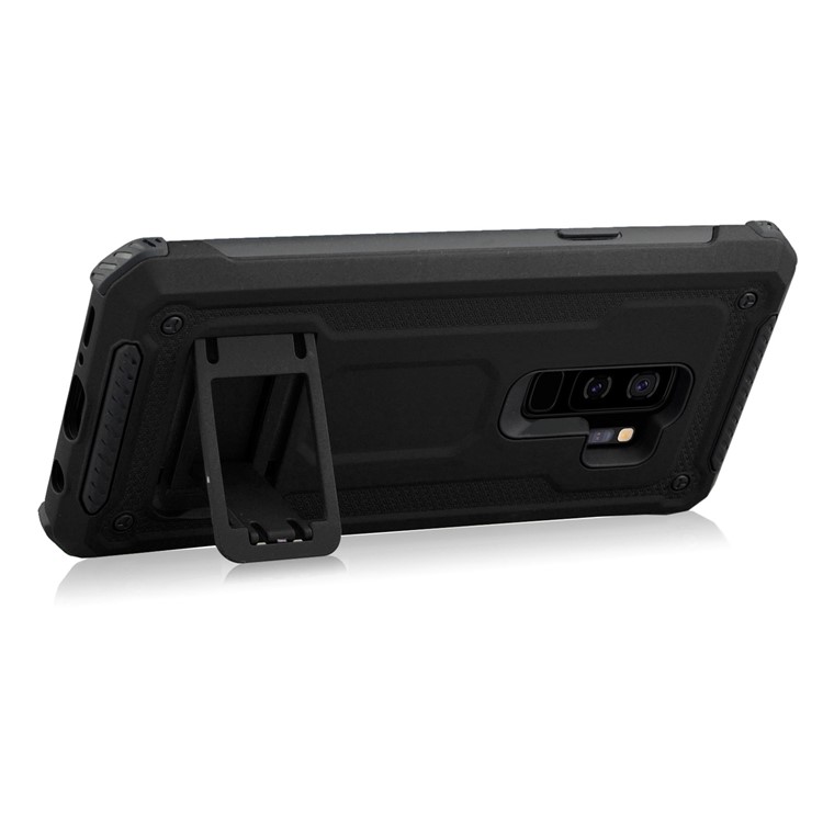 Rubberized Plastic + TPU Hybrid Case with Kickstand for Samsung Galaxy S9+ SM-G965 - Black-5