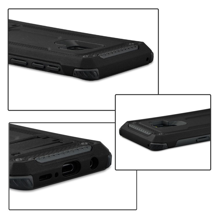 Rubberized Plastic + TPU Hybrid Case with Kickstand for Samsung Galaxy S9+ SM-G965 - Black-6