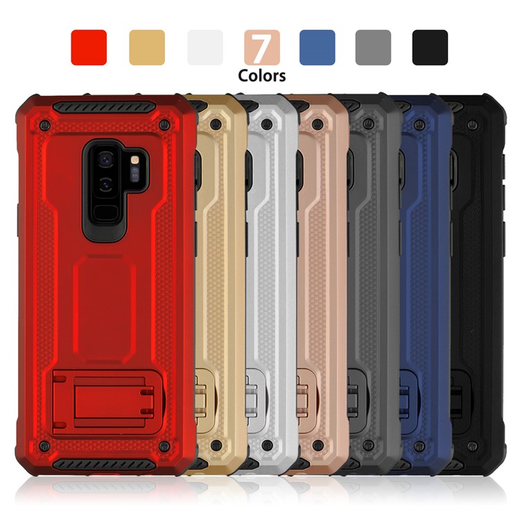 Rubberized Plastic + TPU Hybrid Case with Kickstand for Samsung Galaxy S9+ SM-G965 - Black-9