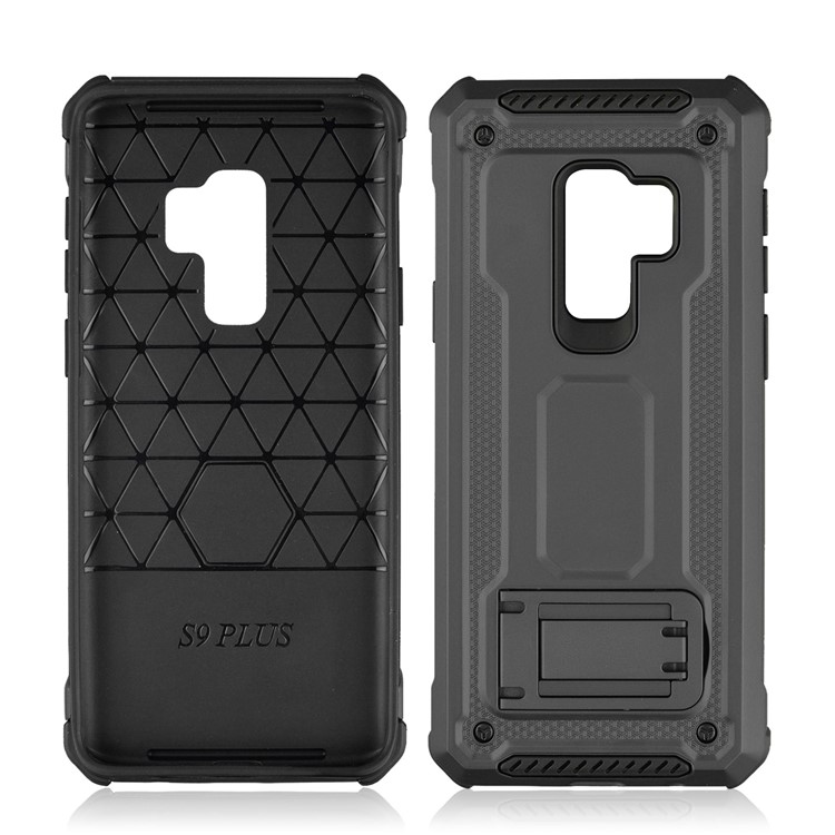 Rubberized Plastic + TPU Combo Case with Kickstand for Samsung Galaxy S9+ SM-G965 - Grey-2