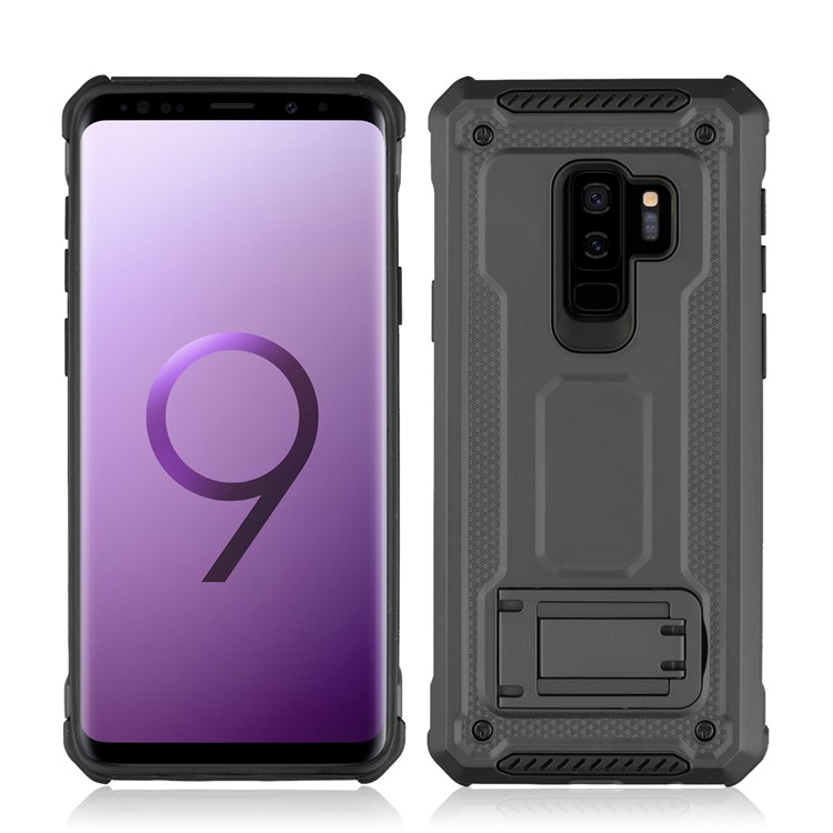 Rubberized Plastic + TPU Combo Case with Kickstand for Samsung Galaxy S9+ SM-G965 - Grey-3