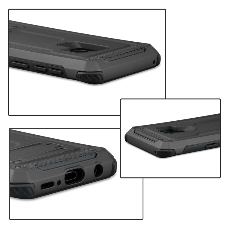 Rubberized Plastic + TPU Combo Case with Kickstand for Samsung Galaxy S9+ SM-G965 - Grey-6