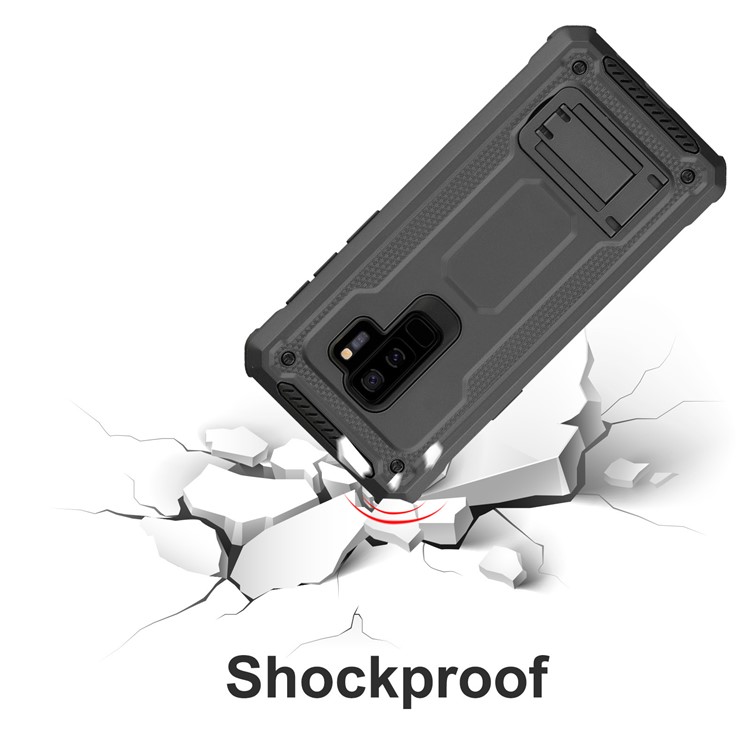Rubberized Plastic + TPU Combo Case with Kickstand for Samsung Galaxy S9+ SM-G965 - Grey-7