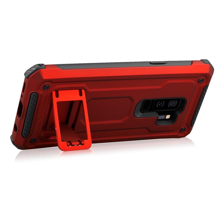 Rubberized Plastic + TPU Hybrid Case Phone Shell with Kickstand for Samsung Galaxy S9+ SM-G965 - Red-5