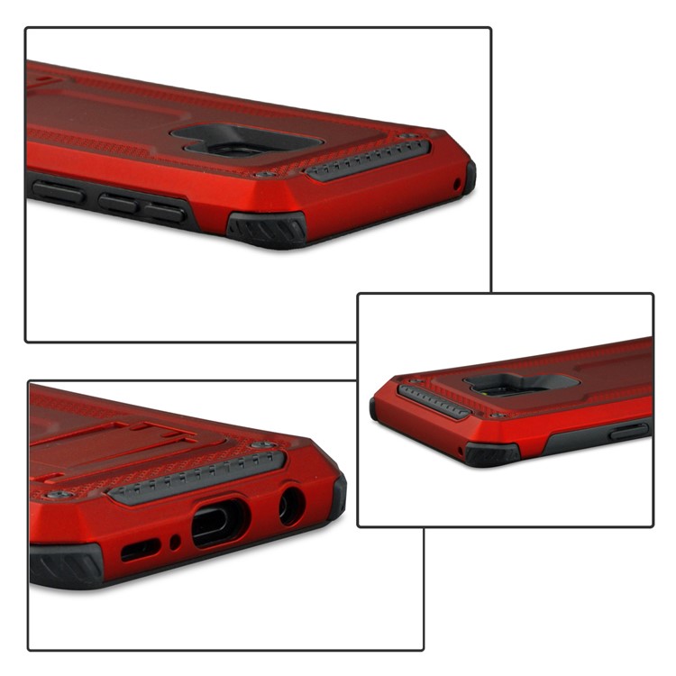 Rubberized Plastic + TPU Hybrid Case Phone Shell with Kickstand for Samsung Galaxy S9+ SM-G965 - Red-6