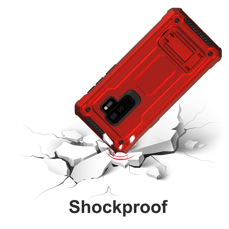 Rubberized Plastic + TPU Hybrid Case Phone Shell with Kickstand for Samsung Galaxy S9+ SM-G965 - Red-7