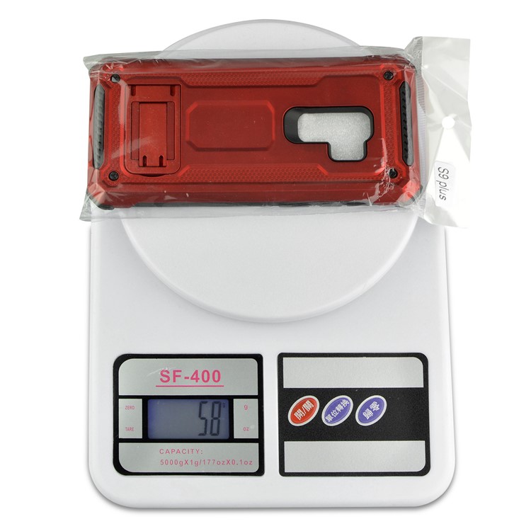 Rubberized Plastic + TPU Hybrid Case Phone Shell with Kickstand for Samsung Galaxy S9+ SM-G965 - Red-8