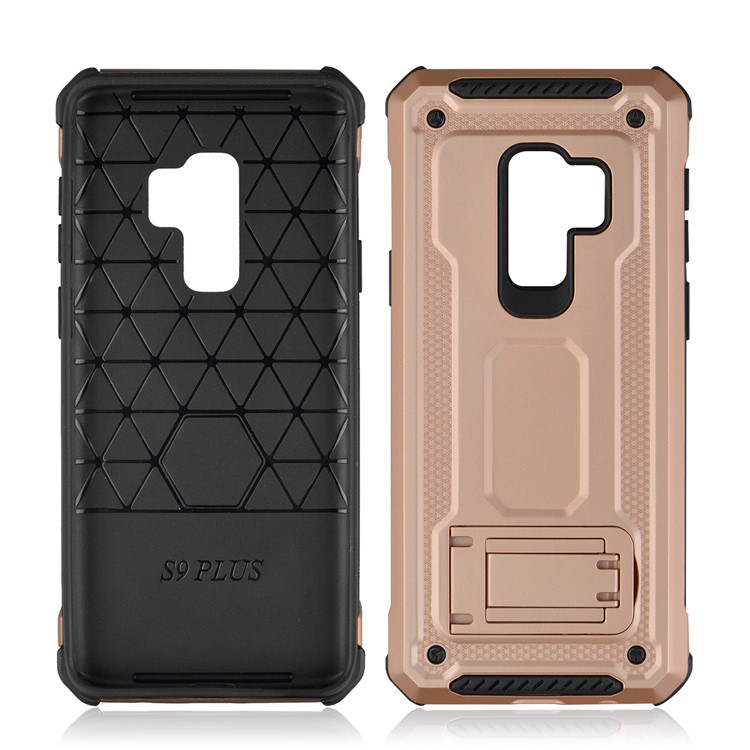 Rubberized Plastic + TPU Hybrid Cover Case with Kickstand for Samsung Galaxy S9+ SM-G965 - Rose Gold-2