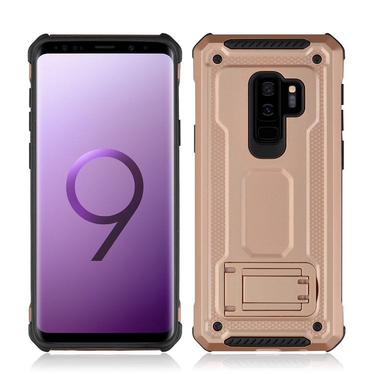 Rubberized Plastic + TPU Hybrid Cover Case with Kickstand for Samsung Galaxy S9+ SM-G965 - Rose Gold-3