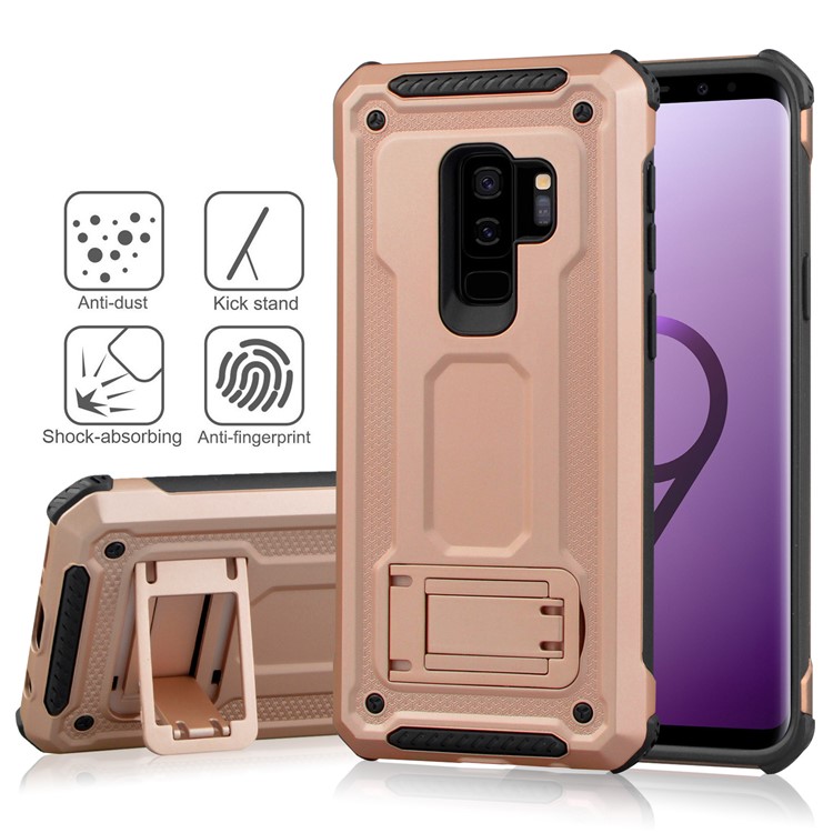 Rubberized Plastic + TPU Hybrid Cover Case with Kickstand for Samsung Galaxy S9+ SM-G965 - Rose Gold-4