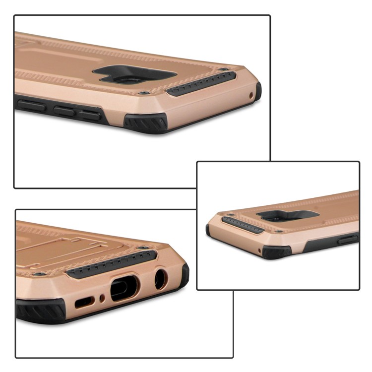 Rubberized Plastic + TPU Hybrid Cover Case with Kickstand for Samsung Galaxy S9+ SM-G965 - Rose Gold-6