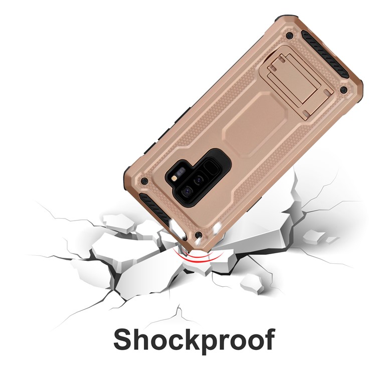 Rubberized Plastic + TPU Hybrid Cover Case with Kickstand for Samsung Galaxy S9+ SM-G965 - Rose Gold-7