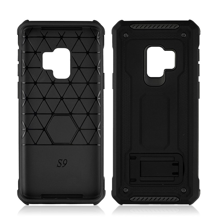 Rubberized Plastic + TPU Hybrid Case with Kickstand for Samsung Galaxy S9 SM-G960 - Black-2