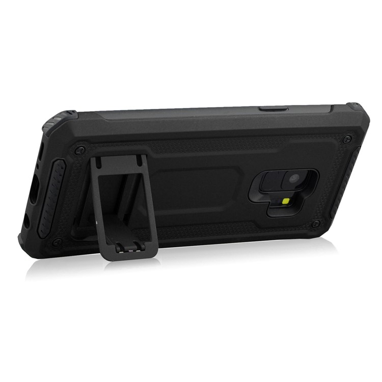 Rubberized Plastic + TPU Hybrid Case with Kickstand for Samsung Galaxy S9 SM-G960 - Black-5