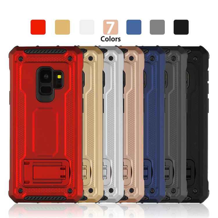 Rubberized Plastic + TPU Hybrid Case with Kickstand for Samsung Galaxy S9 SM-G960 - Black-9