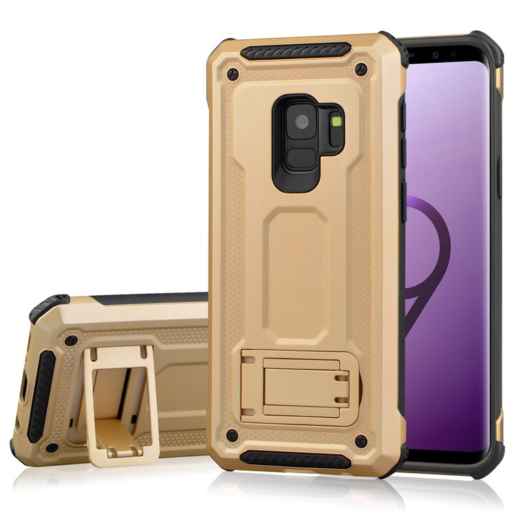 

Rubberized Plastic + TPU Combo Case with Kickstand for Samsung Galaxy S9 SM-G960 - Gold, Galaxy S9