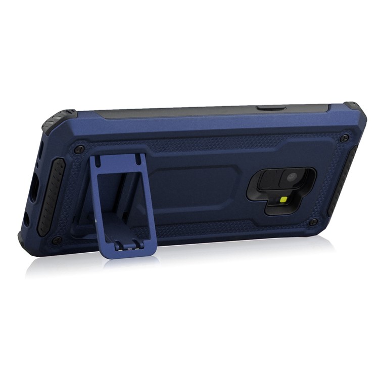 Rubberized Plastic + TPU Hybrid Protective Case with Kickstand for Samsung Galaxy S9 SM-G960 - Blue-5