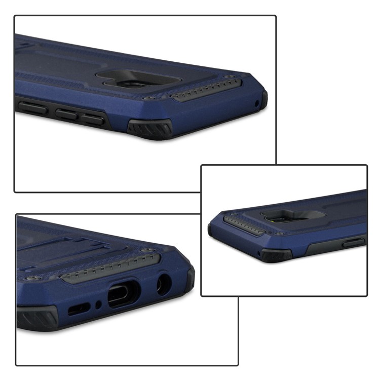 Rubberized Plastic + TPU Hybrid Protective Case with Kickstand for Samsung Galaxy S9 SM-G960 - Blue-6