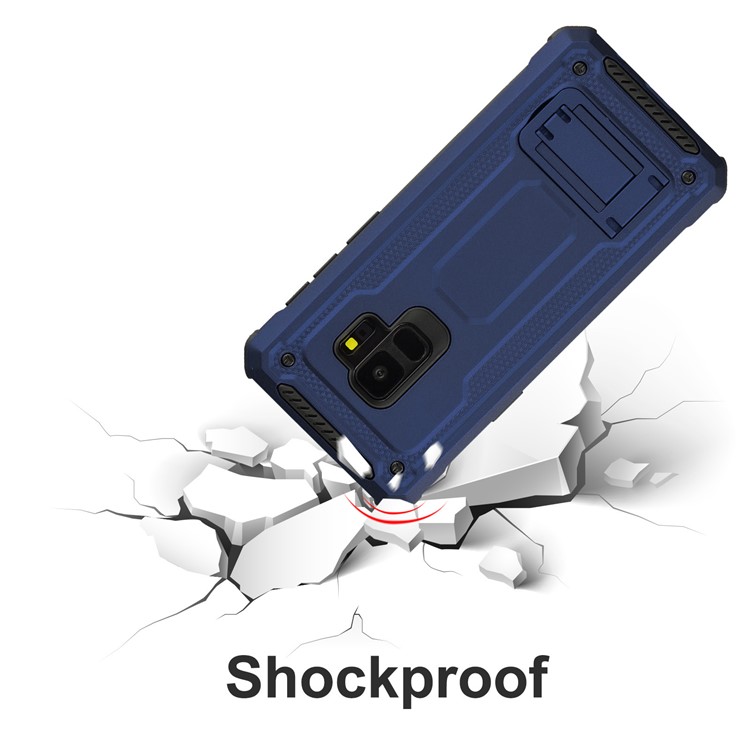 Rubberized Plastic + TPU Hybrid Protective Case with Kickstand for Samsung Galaxy S9 SM-G960 - Blue-7