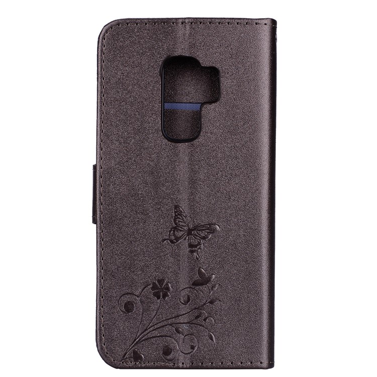 Imprinted Butterfly Flower Pattern Rhinestone Stand Wallet Leather Case for Samsung Galaxy S9 Plus SM-G965 - Black-5