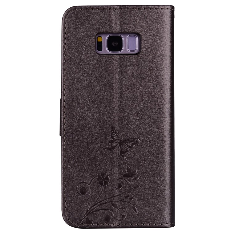 Imprinted Butterfly Flower Pattern Rhinestone Decoration Wallet Leather Case with Mirror for Samsung Galaxy S8+ SM-G955 - Black-5