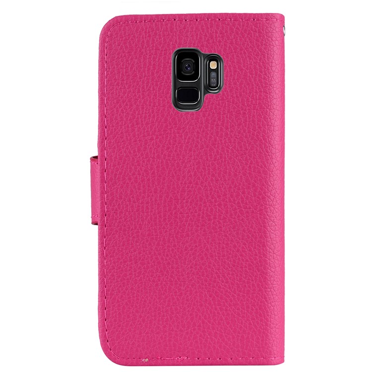 Litchi Skin Magnetic Leather Stand Case for Samsung Galaxy S9 SM-G960 - Rose-3