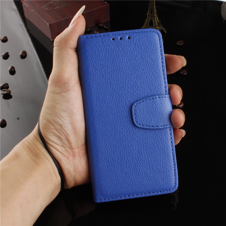 Litchi Skin Magnetic Leather Stand Cover for Samsung Galaxy S9 SM-G960 - Blue-7