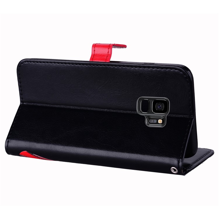 Flash Powder Pretty Girl's Back Leather Wallet Case for Samsung Galaxy S9 SM-G960 - Black-5