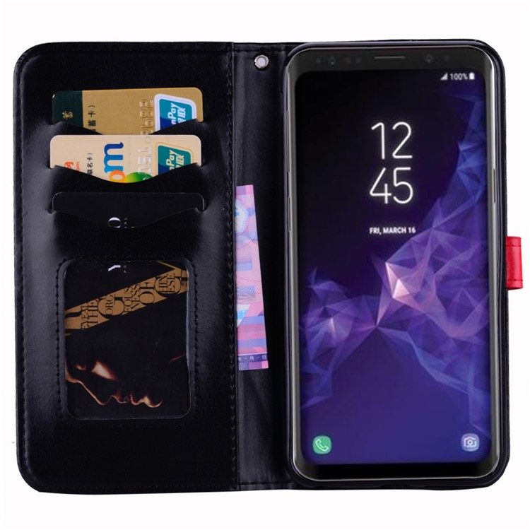 Flash Powder Pretty Girl's Back Leather Wallet Case for Samsung Galaxy S9 SM-G960 - Black-6