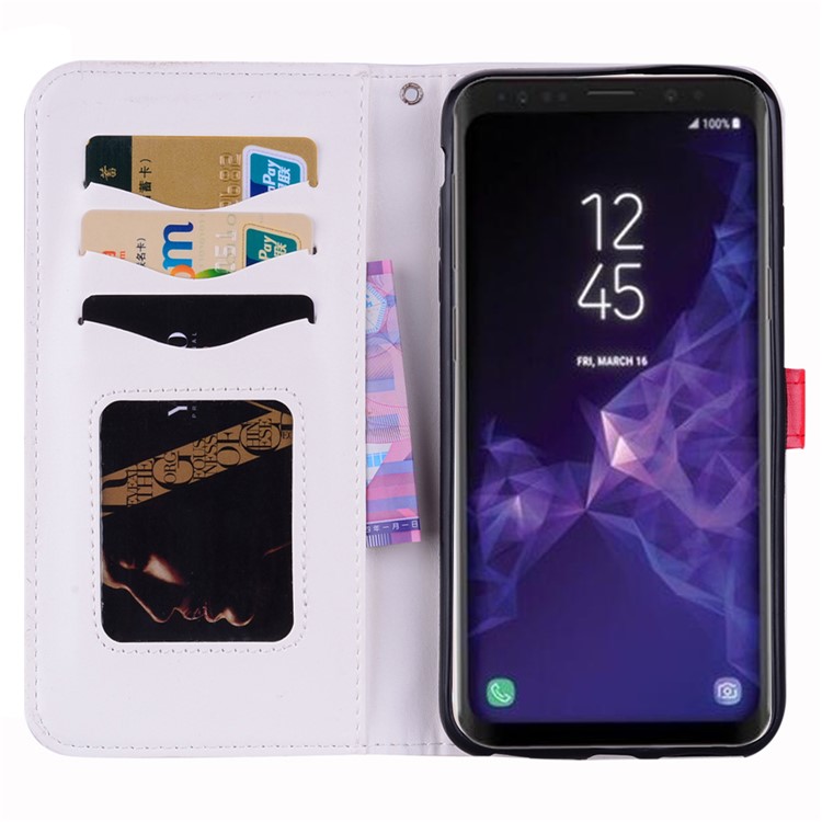 Flash Powder Pretty Girl's Back Leather Wallet Cover for Samsung Galaxy S9 SM-G960 - White-6