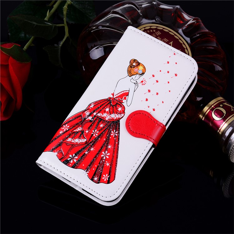 Flash Powder Pretty Girl's Back Leather Wallet Cover for Samsung Galaxy S9 SM-G960 - White-7