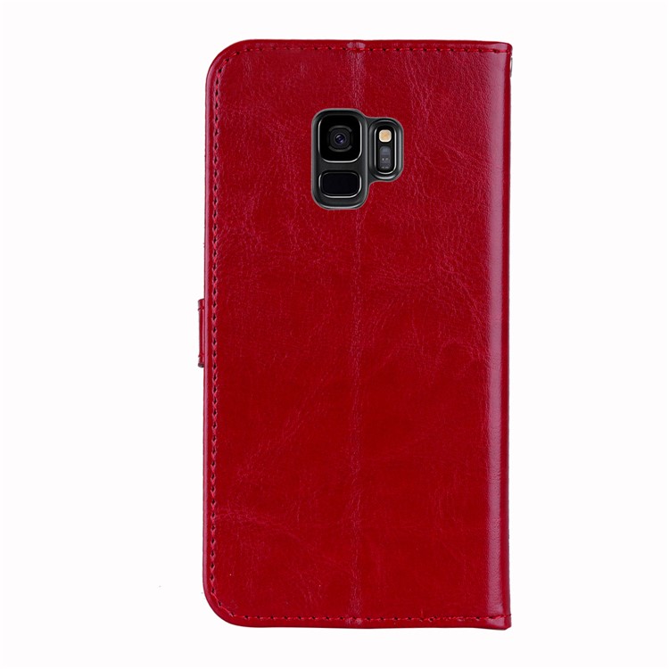 Flash Powder Pretty Girl's Back Wallet Leather Stand Case for Samsung Galaxy S9 SM-G960 - Red-3