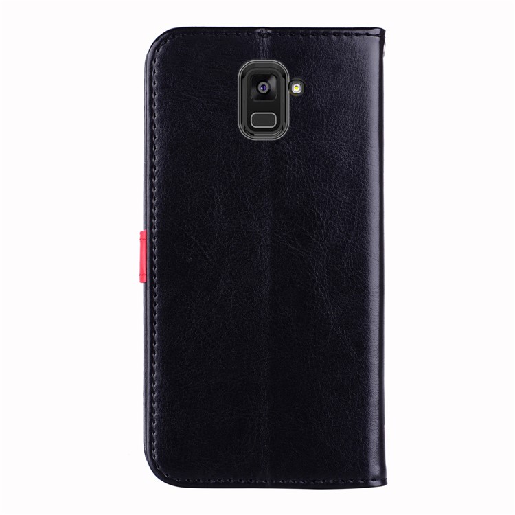 Flash Powder Pretty Girl's Back Leather Wallet Case for Samsung Galaxy A8 (2018) - Black-3