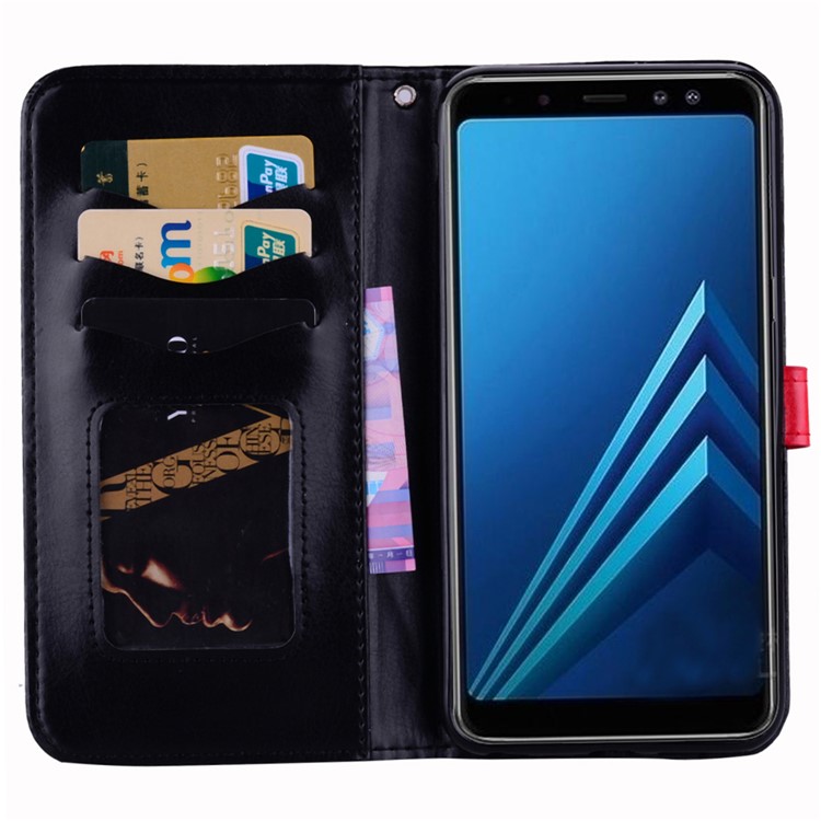 Flash Powder Pretty Girl's Back Leather Wallet Case for Samsung Galaxy A8 (2018) - Black-6