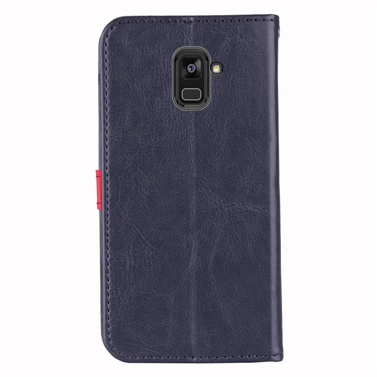 Flash Powder Pretty Girl's Back Leather Wallet Cover Case for Samsung Galaxy A8 (2018) - Grey-3