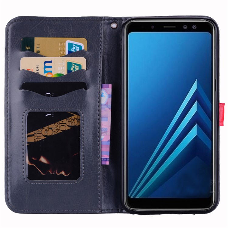 Flash Powder Pretty Girl's Back Leather Wallet Cover Case for Samsung Galaxy A8 (2018) - Grey-6