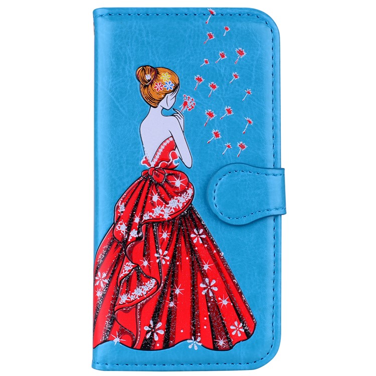 Flash Powder Pretty Girl's Back PU Leather Wallet Case for Samsung Galaxy A8 (2018) - Blue-2