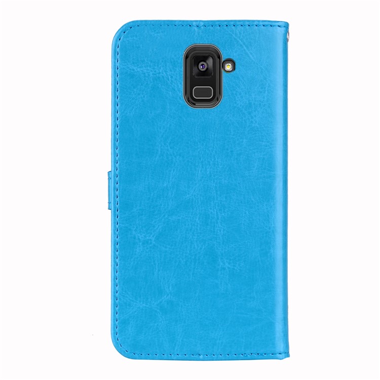 Flash Powder Pretty Girl's Back PU Leather Wallet Case for Samsung Galaxy A8 (2018) - Blue-3