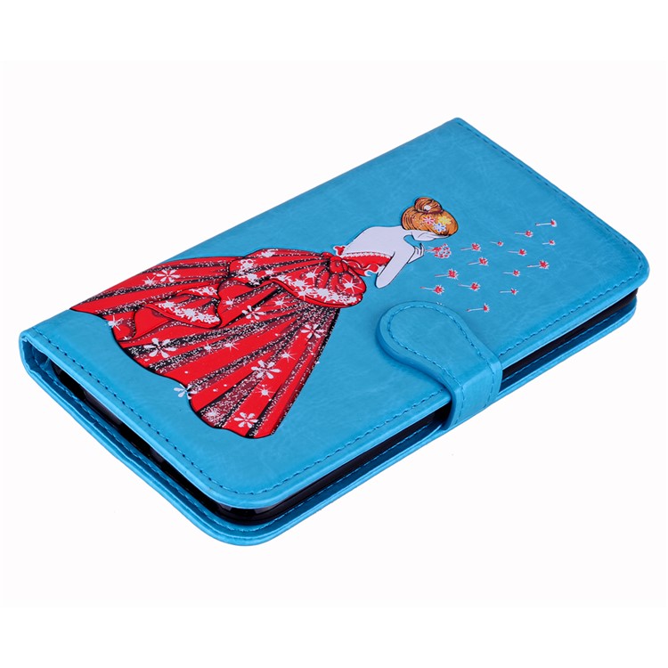 Flash Powder Pretty Girl's Back PU Leather Wallet Case for Samsung Galaxy A8 (2018) - Blue-4