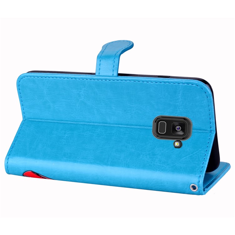 Flash Powder Pretty Girl's Back PU Leather Wallet Case for Samsung Galaxy A8 (2018) - Blue-5