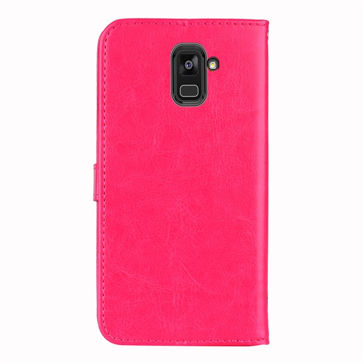 Flash Powder Pretty Girl's Back Leather Stand Wallet Mobile Phone Case for Samsung Galaxy A8+ (2018) - Rose-3