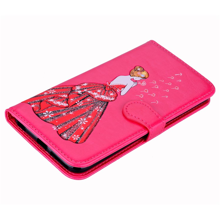Flash Powder Pretty Girl's Back Leather Stand Wallet Mobile Phone Case for Samsung Galaxy A8+ (2018) - Rose-4