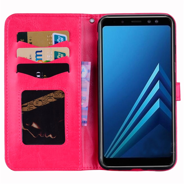 Flash Powder Pretty Girl's Back Leather Stand Wallet Mobile Phone Case for Samsung Galaxy A8+ (2018) - Rose-6
